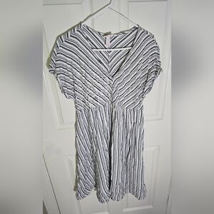 Isabel Maternity Womens Striped Boho Navy White Dress Large